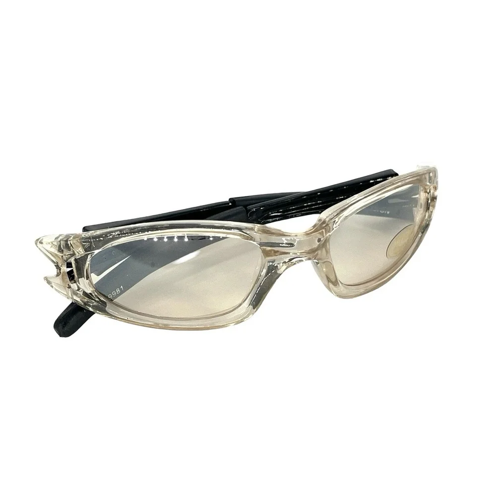 Y2K Wraparound Sunglasses Clear Champagne Amber Lens Sport Cyber UV400